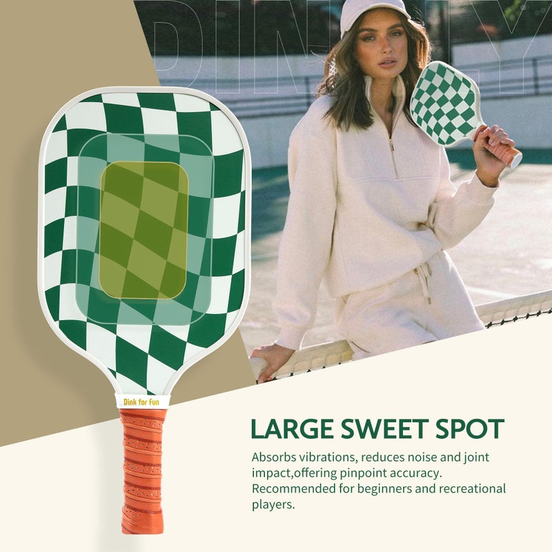Dinkly Pickleball Paddles Set of 2 - USAPA Approved Graphite/Fiberglass Pickleball Racket, 2 Pickleball Rackets, 4 Balls and 1 Portable Carry Bag, Pickle Ball Set for Men Women, Wave Check - Image 3