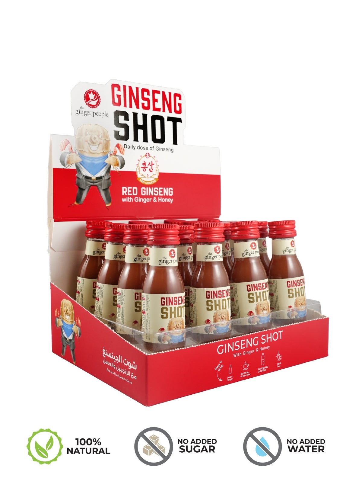 Ginseng Shot Korian Ginseng Beverage Natural Ginseng With Ginger Honey Lemon Juice 30ml Pack 32Pcs
