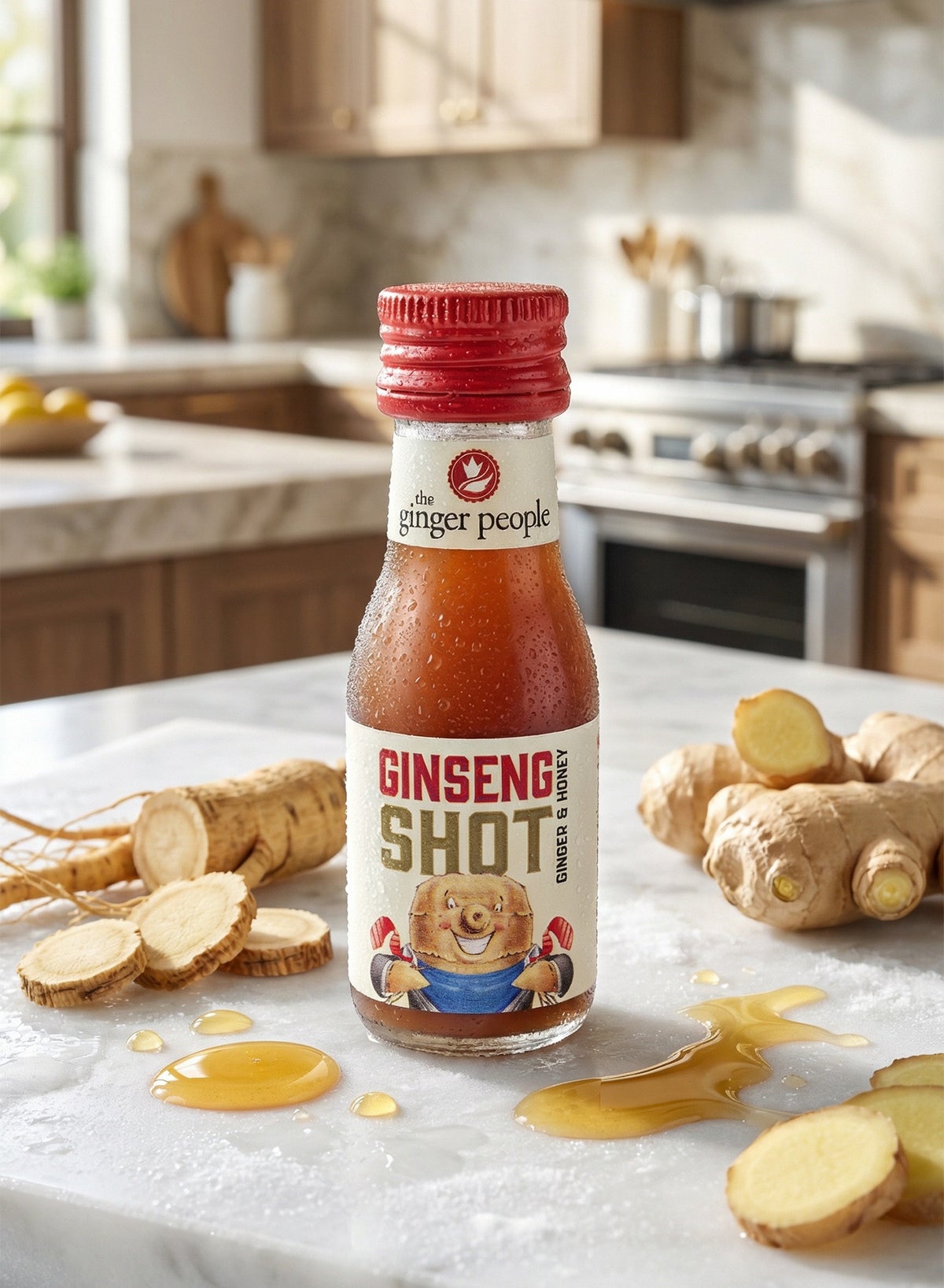 Ginseng Shot Korian Ginseng Beverage Natural Ginseng With Ginger Honey Lemon Juice 30ml Pack 32Pcs