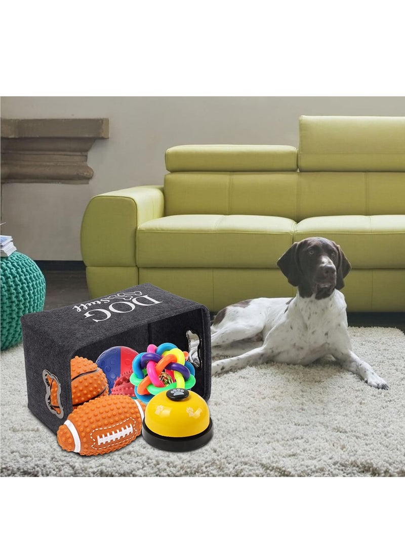 GUDOO Dog Toys Storage Bins Felt pet Baskets, Dog Toy Box Large with Designed Metal Bone-shaped Handle, Organizer Storage Basket for Pet Toys, Blankets, Leashes(DOG-Grey)  - Image 3