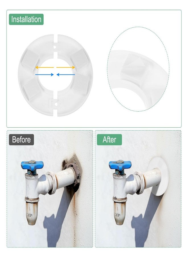 M METERXITY 4-Pack Wall Split Flange, for 0.8 Inch/20mm OD Pipe ABS Escutcheon Plate Round Self-Adhesive Plumbing Cover Plates for Water Pipe/Faucet [White] - Image 4