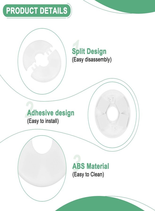 M METERXITY 4-Pack Wall Split Flange, for 0.8 Inch/20mm OD Pipe ABS Escutcheon Plate Round Self-Adhesive Plumbing Cover Plates for Water Pipe/Faucet [White] - Image 2
