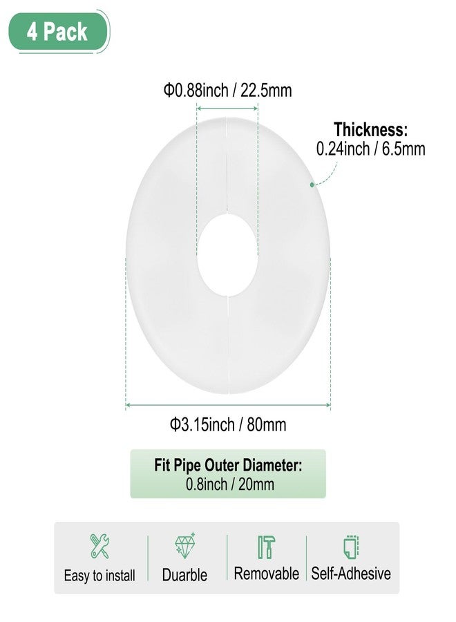 M METERXITY 4-Pack Wall Split Flange, for 0.8 Inch/20mm OD Pipe ABS Escutcheon Plate Round Self-Adhesive Plumbing Cover Plates for Water Pipe/Faucet [White] - Image 3
