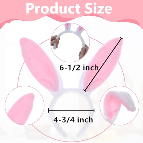 TopTie Easter Bunny Ears Headband for Adults & Kids, Plush Rabbit Hair Hoop Cosplay Costume - Image 2