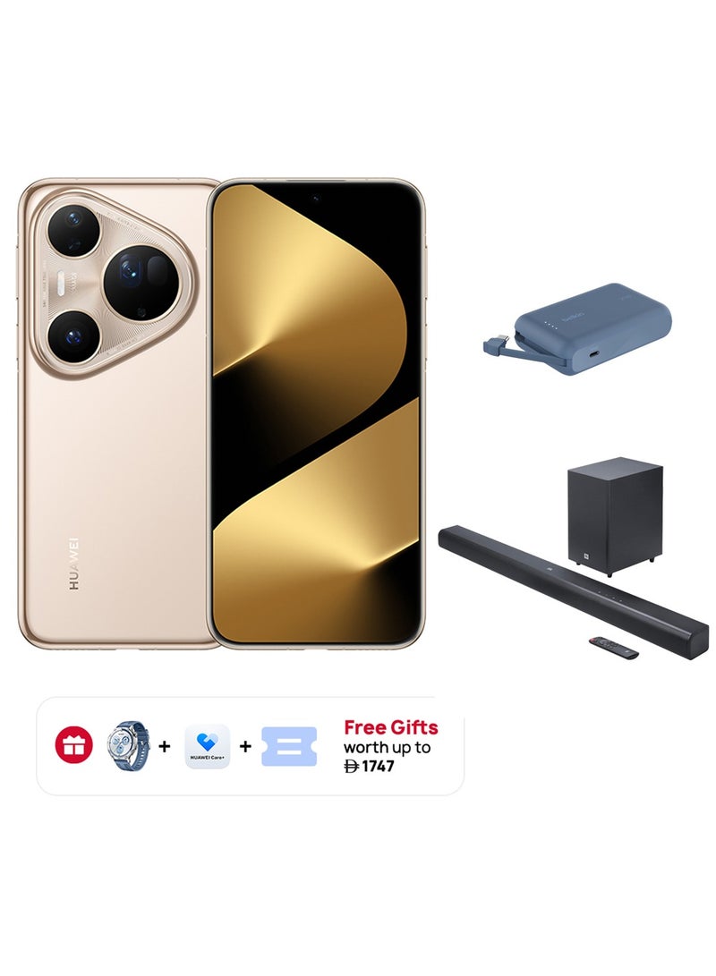 HUAWEI Pura 80 Ultra Dual SIM Prestige Gold 16GB RAM 512GB + Huawei Watch GT5 + 15 months Huawei Care Plus + JBL Soundbar SB550 + Belkin 10000 mAh Power Bank - Middle East Version - Image 1