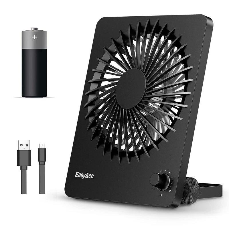 EasyAcc Portable Desk Fan Desktop Fan Battery Operated Fan 6Inch Foldable Travel Fan  UltraQuiet Stepless Speed Control  160Tilt Standing Hanging Fan for Travel Office Home Outdoor Dorm