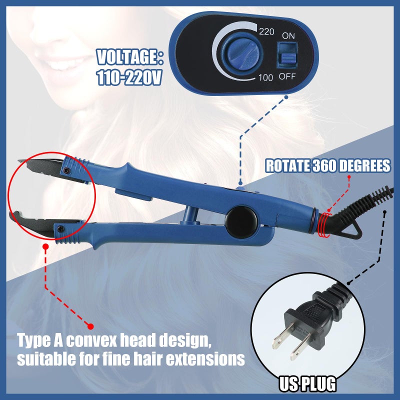 Lanties أدوات تسخين وصلات شعر لانتيس مع غراء الكيراتين وحامي الغراء وقالب مشبك الشعر وحامي الأصابع 2 كيس من حبيبات غراء الكيراتين (أزرق) - Image 2