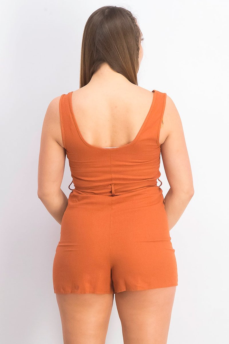 Miss Selfridge Women Petite Belted Playsuit, Rust  - Image 4