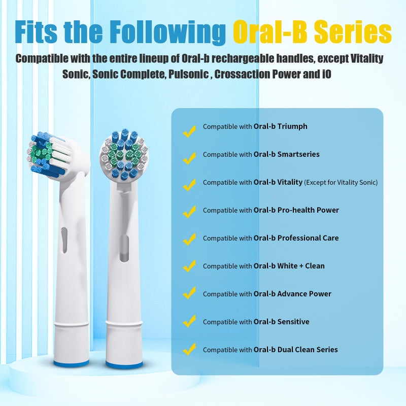 genkent 8 Pcs Replacement Toothbrush Heads Compatible with Oral B Braun, Professional Electric Toothbrush Brush Heads Refills for Oral-B Pro 500/750/1000/1500/3000/3757/5000/7000/7500/8000 - Image 2