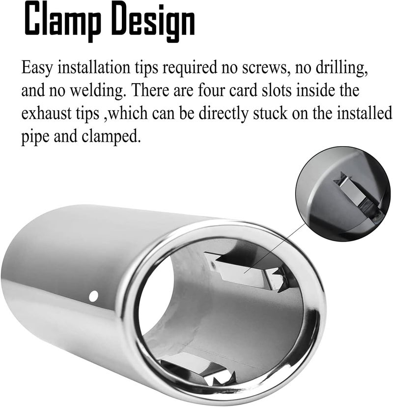 Dsycar Stainless Steel Exhaust Tips Pair, Chrome Polished for Audi and VW Models - Image 4