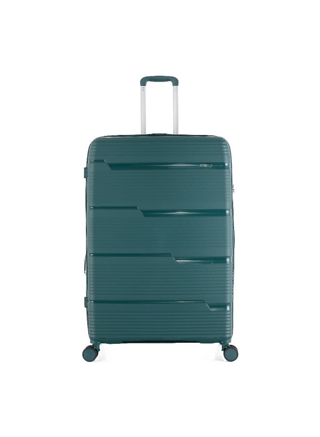 اتش تي حقيبة سفر H.T Checked Luggage - حقائب سفر متينة ذات غلاف صلب مزودة بعجلات دوارة ومقبض تلسكوبي وسحابات مضادة للسرقة (145 لتر، حقيبة سفر خفيفة الوزن) (أخضر داكن، مقاس كبير 32 بوصة) - Image 1