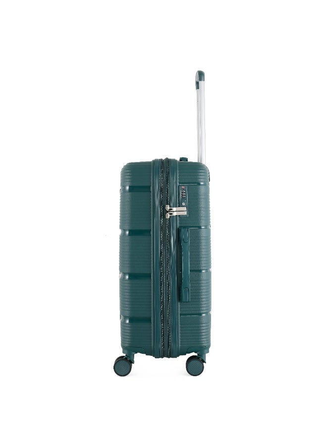 اتش تي حقيبة سفر H.T Checked Luggage - حقائب سفر متينة ذات غلاف صلب مزودة بعجلات دوارة ومقبض تلسكوبي وسحابات مضادة للسرقة (145 لتر، حقيبة سفر خفيفة الوزن) (أخضر داكن، مقاس كبير 32 بوصة) - Image 5