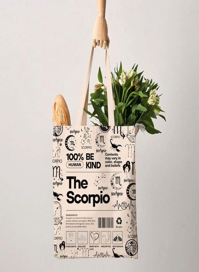 G2TUP Scorpio Inspired Gift 100% Human Be Kind The Scorpio Tote Bag Astrology Lover Handbag Zodiac Merch - Image 2