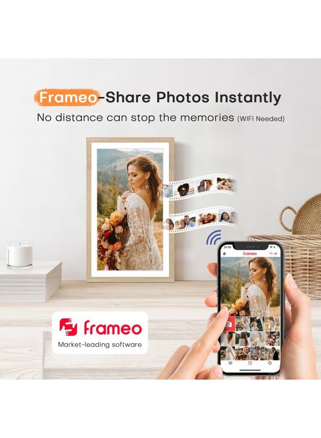 Pastigio Digital Picture Frame Large, 15.6 Inch Digital Photo Frame Frameo, WiFi Electric Slideshow Frame, 1920*1080 IPS FHD Touchscreen, 32GB, Tabletop&Wall-Mounted, Share Video Picture, Gifts, Oyster White - Image 3