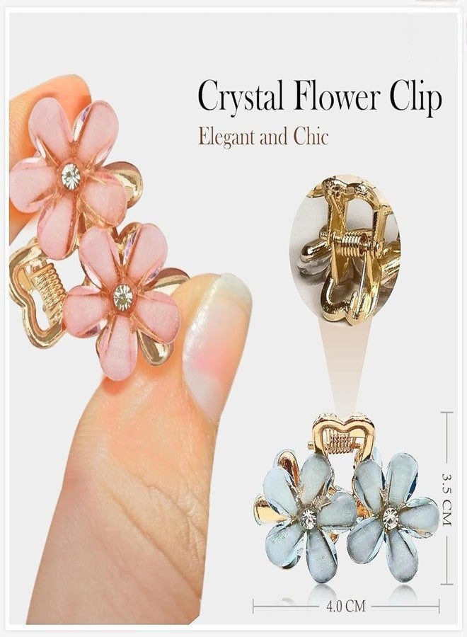 EPARTY إي بارتي: 5 قطع من مشابك الشعر المعدنية الصغيرة على شكل زهرة كريستالية، مناسبة للشعر الجانبي والغرة والضفائر، للنساء والفتيات. - Image 4