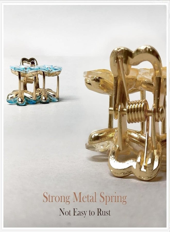 EPARTY إي بارتي: 5 قطع من مشابك الشعر المعدنية الصغيرة على شكل زهرة كريستالية، مناسبة للشعر الجانبي والغرة والضفائر، للنساء والفتيات. - Image 3