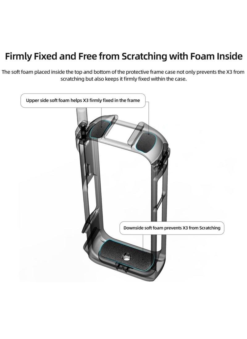 KASTWAVE Aluminum Protective Frame for Insta360 ONE X3, Metal Durable Housing Cage with Cold Shoe Mount, Weight Only 45G  - Image 2