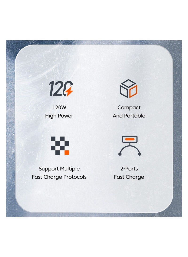 ARNOTEC 120W(Max) GaN Fast Charger, Dual-Port USB-C + USB-A Adapter, PD65W Single-Port Output, QC5.0 Fast Charging, Compact UK Plug for Laptop, Tablet & Smartphone - Image 5