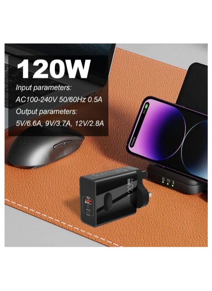 ARNOTEC - 120W(MAX) 65W GaN Charger, Dual Port Fast Charger with 33W Single Port Output, USB-C + USB-A Super Fast Charging Adapter, UK Plug for Laptop, Tablet, and Mobile Phones - Image 1