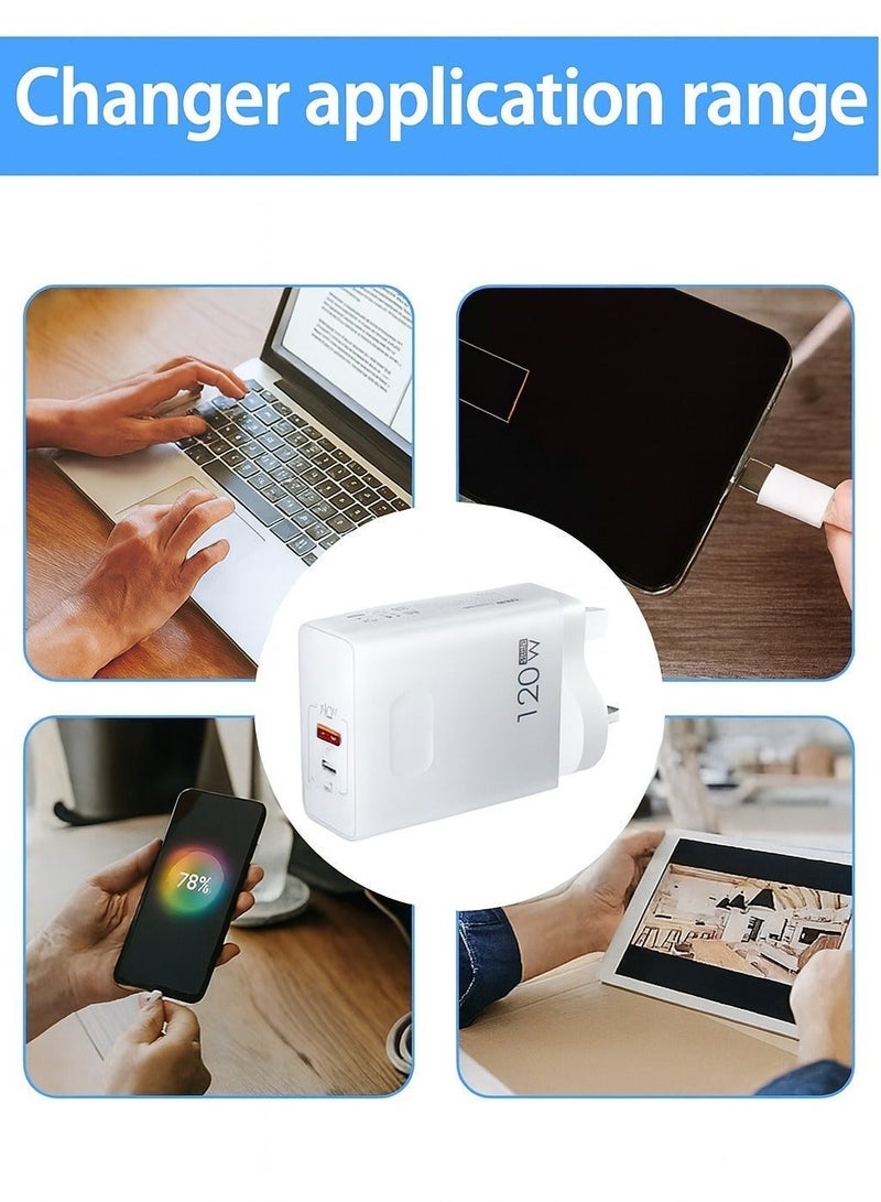 ARNOTEC شاحن USB Type C GaN بقوة 120 وات (كحد أقصى) بمنفذين للشحن السريع QC3.0 USB C للشحن السريع بقوة 65 وات لأجهزة الكمبيوتر المحمولة من سامسونج - Image 3