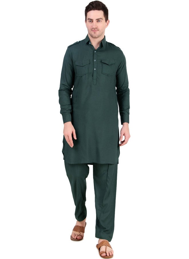 PREEN Adults-Men Green Kurta Sets - Image 1