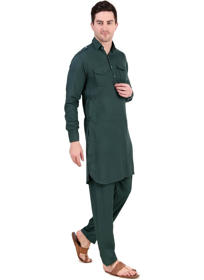 PREEN Adults-Men Green Kurta Sets - Image 3
