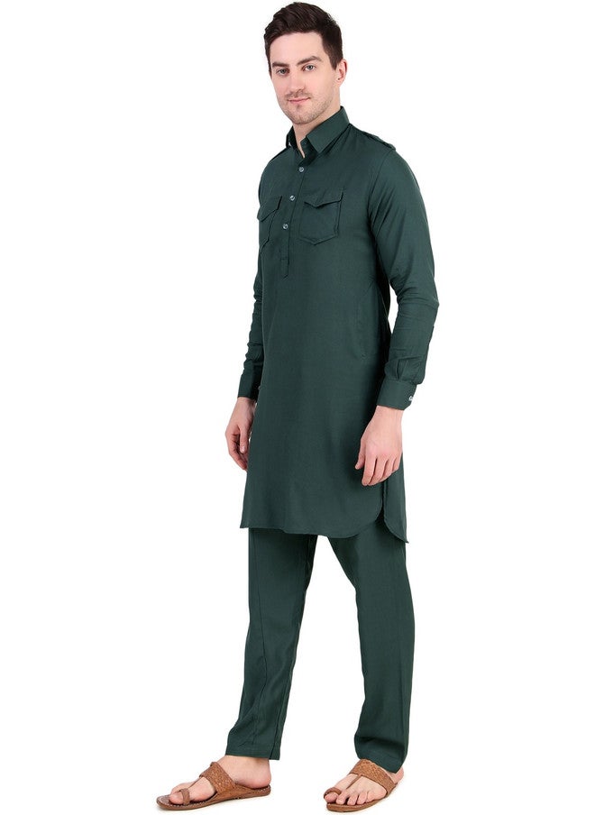 PREEN Adults-Men Green Kurta Sets - Image 4