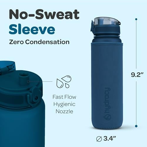 Hydracy Water Bottle with Time Marker -Large 32 oz BPA Free & No Sweat Sleeve -Leak Proof Gym Bottle with Fruit Infuser Strainer & Times to Drink -Ideal for Fitness Sports & Outdoors - Image 5