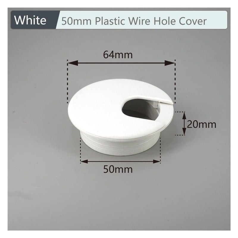 Desk Grommet 35mm 50mm Plastic Wire Hole Cover Outlet Port For Table Computer PC Cable 50mm White - Image 3