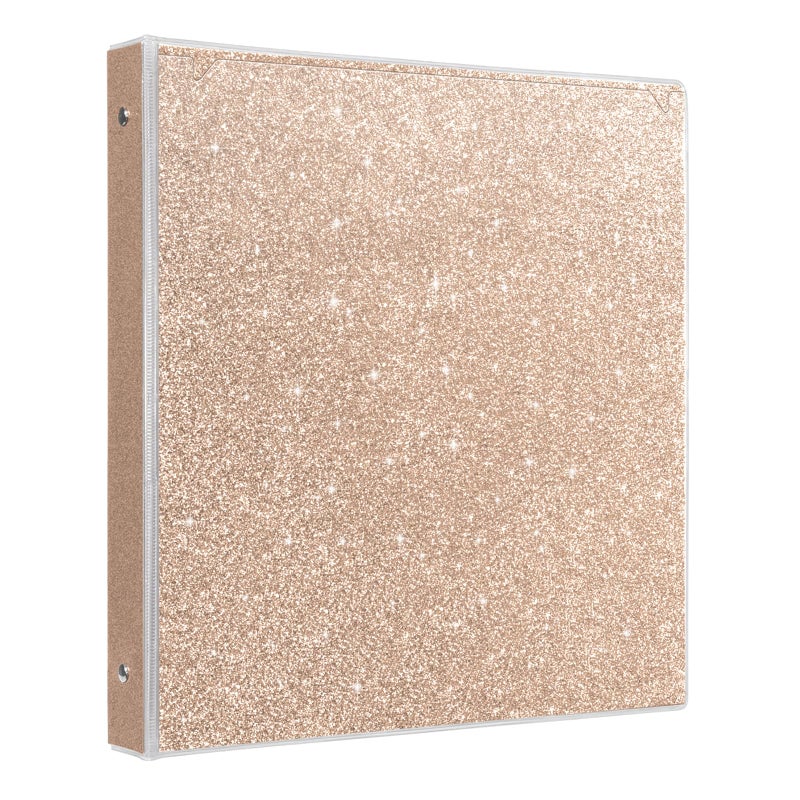 EYROZILL 3 Ring Binders 1 Inch Sparkly Binder 1 Inch to Hold 300 Sheets, Fashion Binder Back to School Supplies, Rose Gold - Image 1