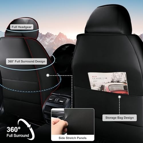 TTX LIGHTING Seat Covers for Car Full Set Fit for Chevy Colorado 2015-2024 2025 2026 Leather Seat Covers Breathable Waterproof Seat Protectors Automotive Seat Cushion with Airbag Compatible (Black&Dark Grey) - Image 2