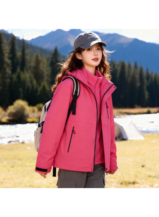 Fapai Outdoor Sports] Women's 3-in-1 Warm Two-piece Set Fleece-lined Thick Comfortable Cold-resistant Jacket Mountaineering Suit - Image 3