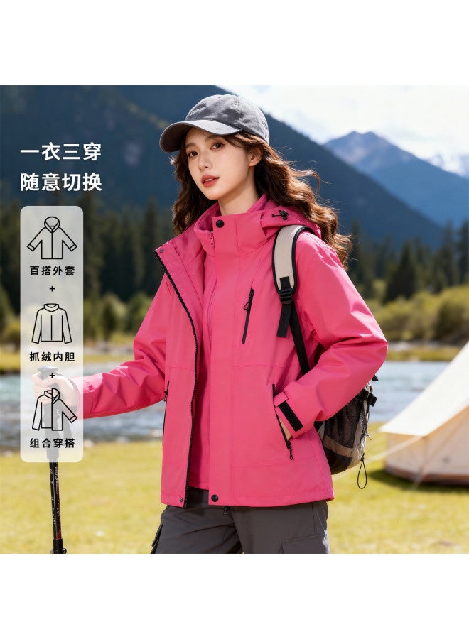 Fapai Outdoor Sports] Women's 3-in-1 Warm Two-piece Set Fleece-lined Thick Comfortable Cold-resistant Jacket Mountaineering Suit - Image 2