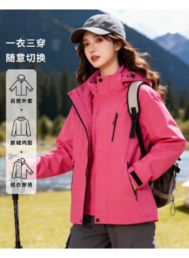 Fapai Outdoor Sports] Women's 3-in-1 Warm Two-piece Set Fleece-lined Thick Comfortable Cold-resistant Jacket Mountaineering Suit - Image 1