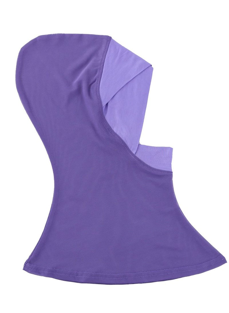 Loquat Women's Solid Color Long Hijab Casual Raglan Sleeve Shawl With Hijab Gold Women's Modal Net Stitching Long Scarf Solid Color Stretch Hijab Inner Cap Lavender  - Image 2