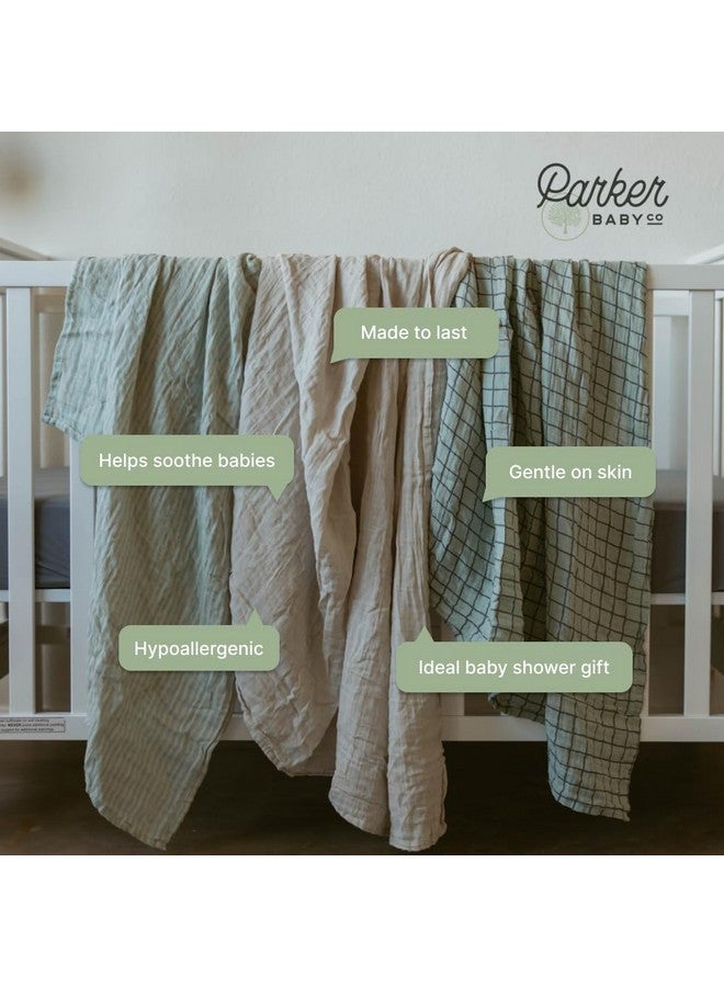 Parker Baby Co. Parker Baby Swaddle Blankets - 3 Pack of 100% Cotton Muslin Swaddle Blankets for Baby Boys and Girls - Unisex/Gender Neutral - Sage  - Image 4
