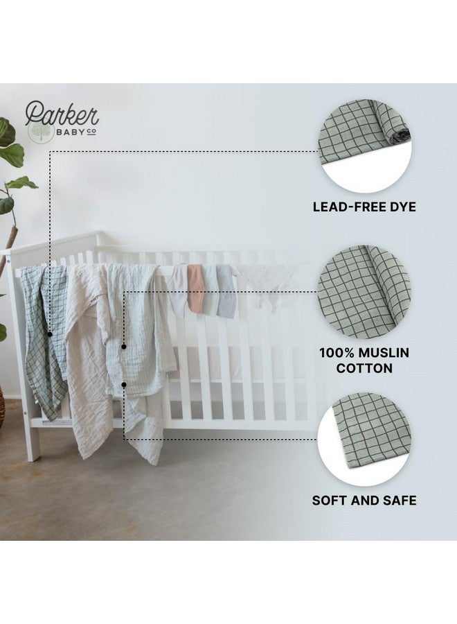 Parker Baby Co. Parker Baby Swaddle Blankets - 3 Pack of 100% Cotton Muslin Swaddle Blankets for Baby Boys and Girls - Unisex/Gender Neutral - Sage  - Image 5