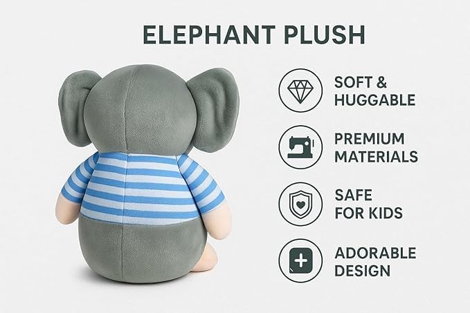 Softdreams Soft Plush Toy for Kids – Cute Stuffed Toy – Soft Cuddly Toy for Baby Boys & Girls, Return Gift - Elephant 20cm - Image 3