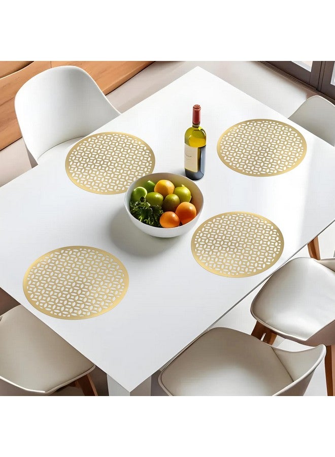 Kuber Industries Soft & Round Dining Table Mats 6 Pieces | Anti Slip & Heat Resistant Mats for Dining Table | Smooth Surface Food Plate Pads for Dinner | PVC Bed Side Table Mats for Bedroom (Gold) - Image 2