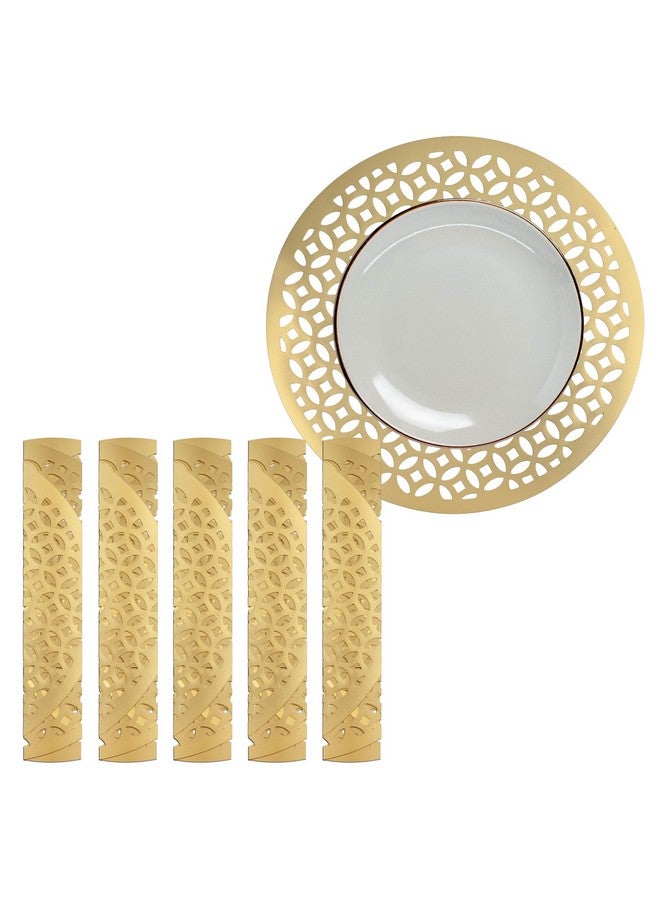 Kuber Industries Soft & Round Dining Table Mats 6 Pieces | Anti Slip & Heat Resistant Mats for Dining Table | Smooth Surface Food Plate Pads for Dinner | PVC Bed Side Table Mats for Bedroom (Gold) - Image 1