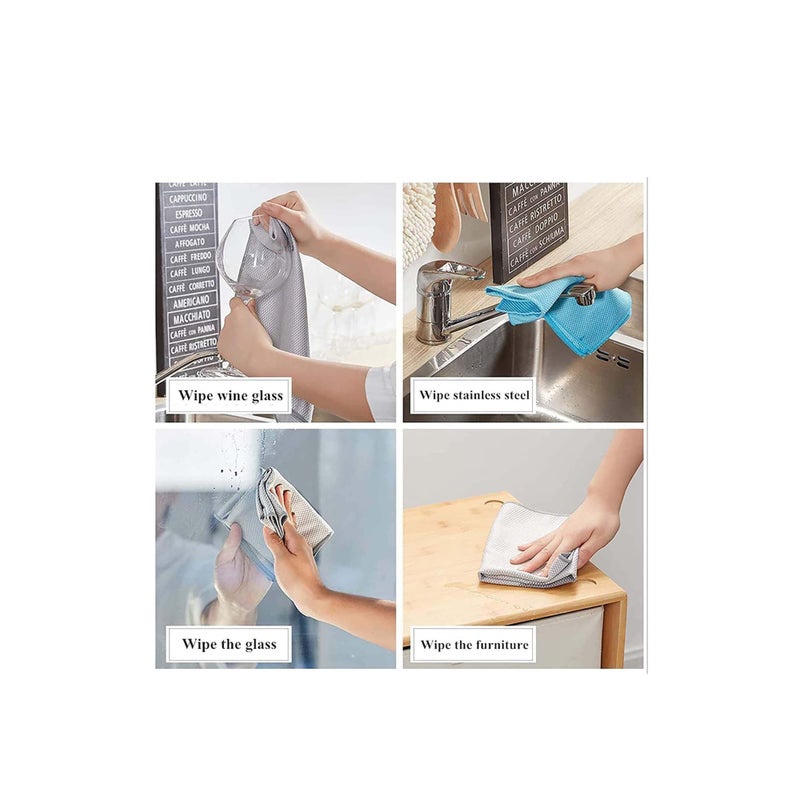 SOLARAE Fish Scale Rag, 10 Pcs Wave Pattern Fish Scale Cloth Rag, Cleaning Cloth, Reusable Household Cleaning Rag, for Windows Cars Mirrors Stainless Steel Cleaning Housework - Image 4