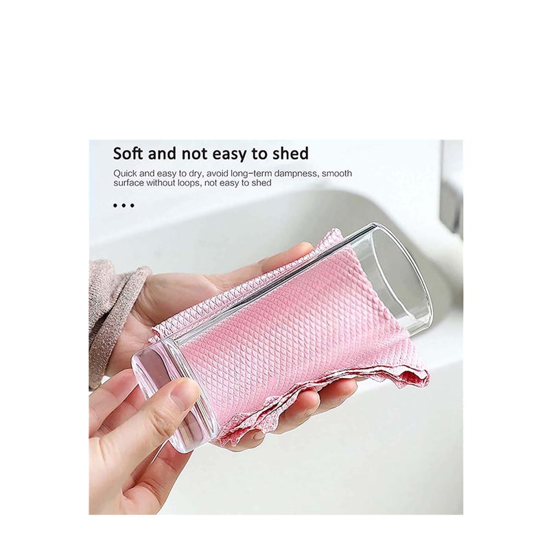 SOLARAE Fish Scale Rag, 10 Pcs Wave Pattern Fish Scale Cloth Rag, Cleaning Cloth, Reusable Household Cleaning Rag, for Windows Cars Mirrors Stainless Steel Cleaning Housework - Image 5