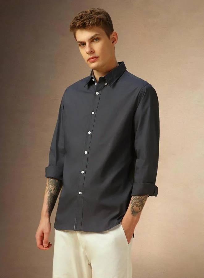 Dennis Lingo Dennis lingo Men Solid Button Down Collar Casual Shirt