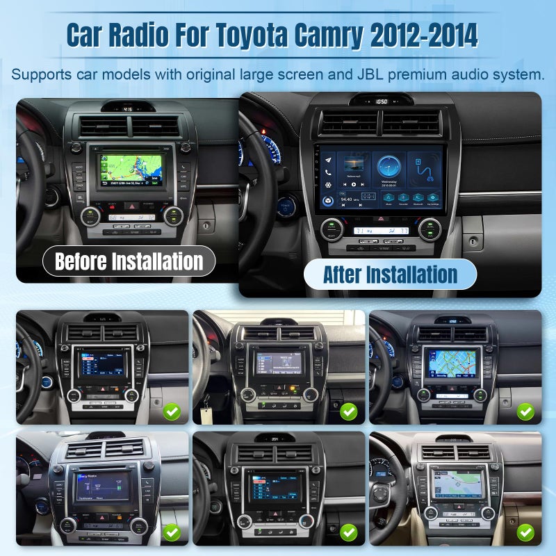 Naifay Android Car Radio for Toyota Camry 2012 2013 2014 (FIT-J.B.L/Large Screen), 10.1inch IPS Touch Screen for Camry Radio with Carplay Android Auto Bluetooth Audio Receivers GPS WiFi Camera Canbus - Image 2