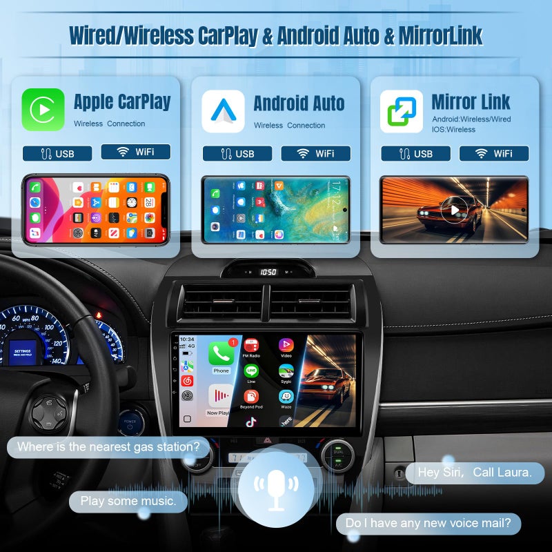 Naifay Android Car Radio for Toyota Camry 2012 2013 2014 (FIT-J.B.L/Large Screen), 10.1inch IPS Touch Screen for Camry Radio with Carplay Android Auto Bluetooth Audio Receivers GPS WiFi Camera Canbus - Image 3