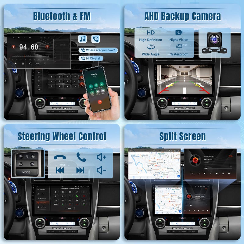 Naifay Android Car Radio for Toyota Camry 2012 2013 2014 (FIT-J.B.L/Large Screen), 10.1inch IPS Touch Screen for Camry Radio with Carplay Android Auto Bluetooth Audio Receivers GPS WiFi Camera Canbus - Image 5