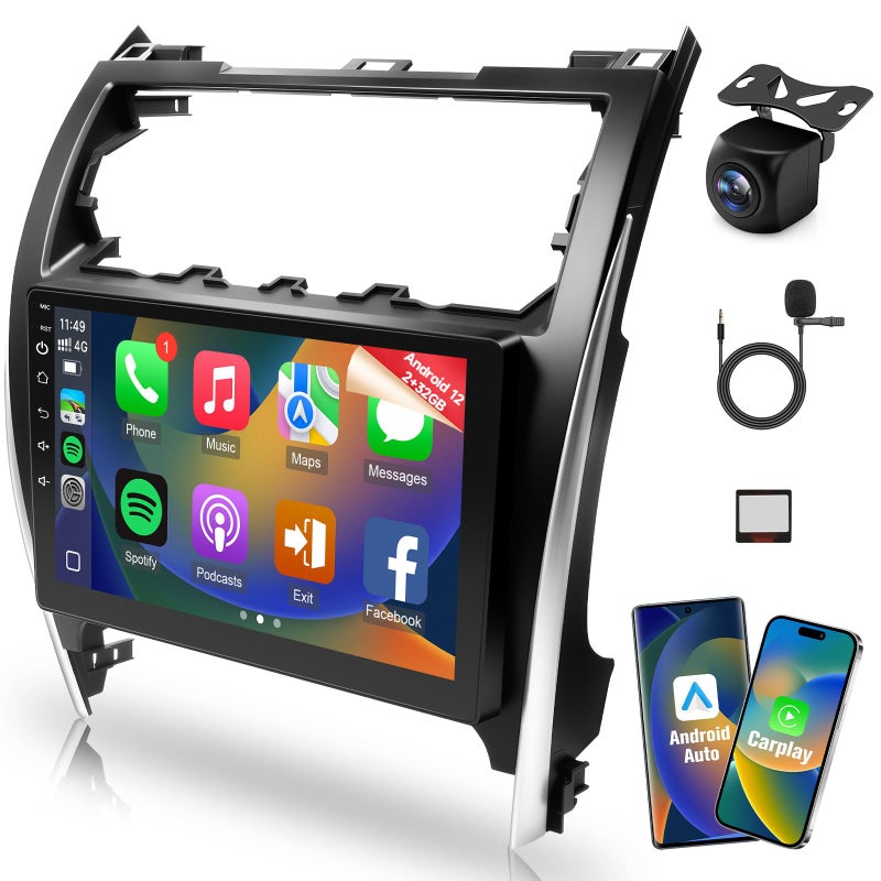 Naifay Android Car Radio for Toyota Camry 2012 2013 2014 (FIT-J.B.L/Large Screen), 10.1inch IPS Touch Screen for Camry Radio with Carplay Android Auto Bluetooth Audio Receivers GPS WiFi Camera Canbus - Image 1