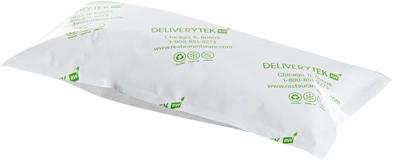 Restaurantware Delivery Tek 7.9 x 3.7 Inch Shipping Ice Packs 100 Durable Cold Packs - Easy-To-Use Design Leakproof Plastic Dry Ice Packs Reusable For Frozen Meat Vegetables or Beverages
