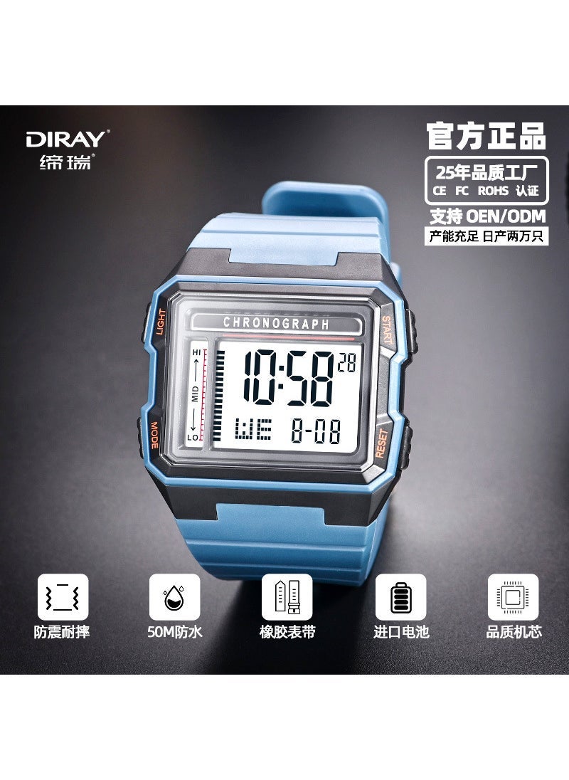 Generic - Dive Series Square LED Sports Watch 50ATM Waterproof Card Blue 50 m Waterproof Luminous Fall Resistance - Image 1