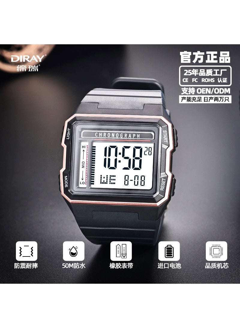 Generic - Dive Series Square LED Sports Watch 50ATM Waterproof Card Blue 50 m Waterproof Luminous Fall Resistance - Image 1
